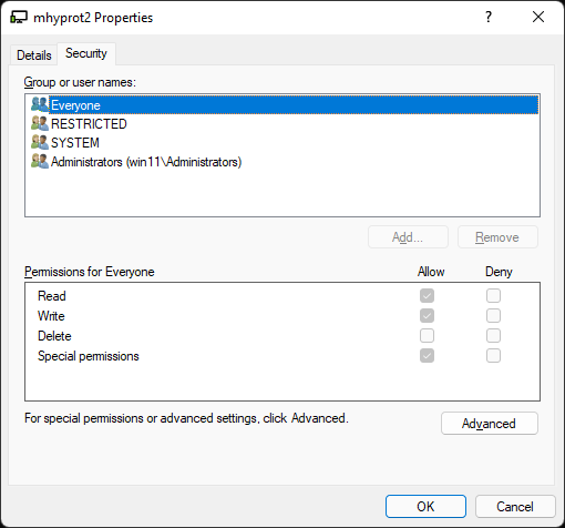 WinObj Device Properties - Everyone has read/write access